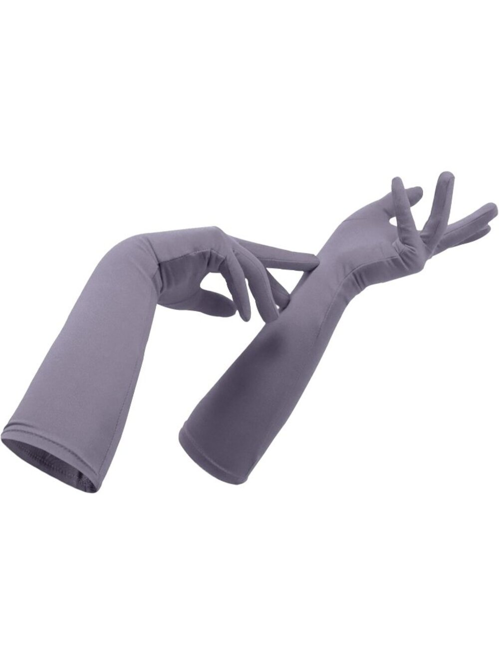 Women's Gray Cosplay Halloween Costume Spandex Stretch Mid-Length Gloves